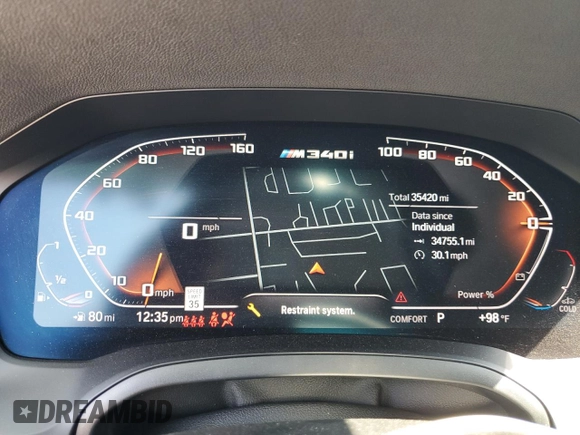 2022 BMW 3 Series M340i xDrive with VIN WBA5U9C08NFM16339, listed as a Copart auction lot 66093714 with 35,420 mi miles and Salvage Title. Bid and sale history available at DreamBid. Image 9.