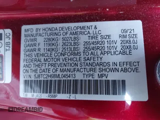 2021 Acura RDX w/A-Spec Package с VIN 5J8TC2H68ML045413, выставлен на аукционе IAAI как лот 41583817 с пробегом 61 422 миль миль и . История ставок и продаж доступна на DreamBid. Изображение 9.