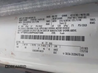 2023 Ford Transit Cargo with VIN 1FTBR3U89PKA07396, listed as a IAAI auction lot 41878907 with 103,402 mi miles and . Bid and sale history available at DreamBid. Image 9.