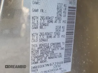 2023 Nissan Frontier SV z VIN 1N6ED1EK7PN672948, wystawiony jako Copart lot #45247705 z przebiegiem 13 031 mil mil oraz Szkoda całkowita • Salvage title. Historia ofert i sprzedaży dostępna na DreamBid. Obrazek 14.