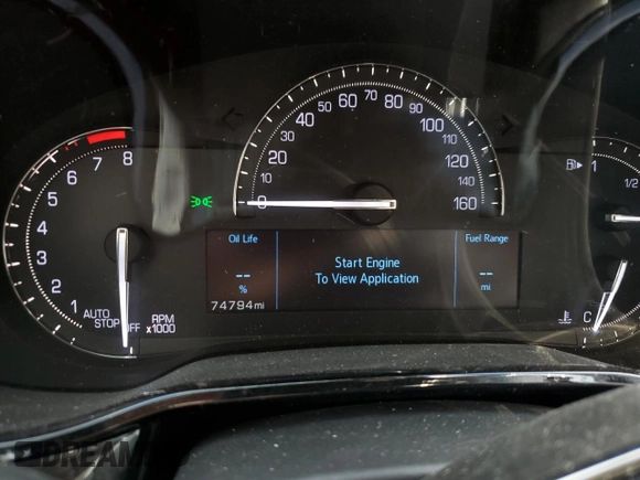 2018 Cadillac CTS Luxury AWD with VIN 1G6AX5SSXJ0156143, listed as a Copart auction lot 49527045 with 74,794 mi miles and Salvage Title. Bid and sale history available at DreamBid. Image 9.