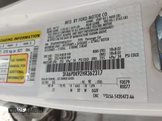 2017 Ford Fusion Titanium with VIN 3FA6P0K92HR362317, listed as a IAAI auction lot 41741671 with 146,989 mi miles. Bid and sale history available at carsss.com. Image 9.