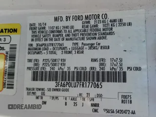 2015 Ford Fusion SE Hybrid with VIN 3FA6P0LU7FR177065, listed as a Copart auction lot 53750715 with 174,815 mi miles and Salvage Title. Bid and sale history available at DreamBid. Image 12.