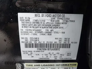2007 Ford Freestyle Limited with VIN 1FMZK06187GA00892, listed as a IAAI auction lot 41894153 with 159,424 mi miles and . Bid and sale history available at DreamBid. Image 9.