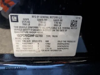 2017 Chevrolet Silverado 1500 LT with VIN 1GCPCRECXHF122760, listed as a Copart auction lot 75567124 with 70,535 mi miles and Salvage Title. Bid and sale history available at DreamBid. Image 14.