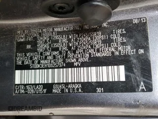 2013 Toyota Highlander Limited z VIN 5TDDK3EH1DS257974, wystawiony jako Copart lot #59481915 z przebiegiem 322 770 mil mil oraz Nie do naprawy • Non repairable. Historia ofert i sprzedaży dostępna na DreamBid. Obrazek 13.