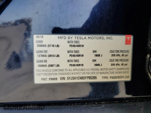 2013 Tesla Model S z VIN 5YJSA1CN8DFP05395, wystawiony jako Copart lot #51771645 z przebiegiem 111 851 mil mil oraz Szkoda całkowita • Salvage title. Historia ofert i sprzedaży dostępna na DreamBid. Obrazek 15.