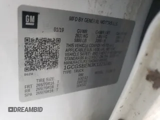 2019 Chevrolet Colorado 2WD Work Truck z VIN 1GCGSBEN3K1225745, wystawiony jako Copart lot #87800275 z przebiegiem 38 689 mil mil oraz Szkoda całkowita • Salvage title. Historia ofert i sprzedaży dostępna na DreamBid. Obrazek 14.