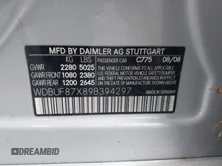 2009 Mercedes-Benz E 350 Luxury with VIN WDBUF87X89B394297, listed as a IAAI auction lot 42279425 with 160,469 mi miles and . Bid and sale history available at DreamBid. Image 9.