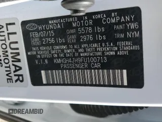 2015 Hyundai Equus Signature with VIN KMHGH4JH9FU100713, listed as a Copart auction lot 51806385 with 107,887 mi miles and Salvage title. Bid and sale history available at DreamBid. Image 14.