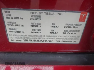 2018 Tesla Model S 75D с VIN 5YJSA1E27JF247637, выставлен на аукционе IAAI как лот 42406743 с пробегом 150 553 миль миль и . История ставок и продаж доступна на DreamBid. Изображение 9.