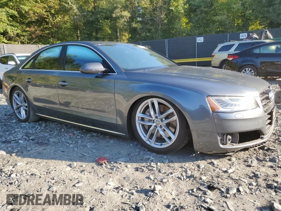 2015 Audi A8 with VIN WAUJGAFD3FN013026, listed as a Copart auction lot 67650374 with 88,064 mi miles and Salvage title. Bid and sale history available at DreamBid. Image 4.