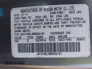 2011 Infiniti G37 x with VIN JN1CV6EL9BM264191, listed as a IAAI auction lot 42194997 with 197,337 mi miles and . Bid and sale history available at carsss.com. Image 9.