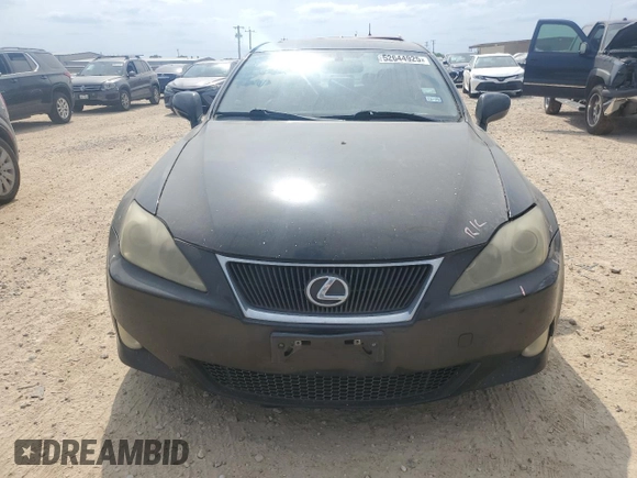 2007 Lexus IS with VIN JTHBK262172045792, listed as a Copart auction lot 52644925 with 186,609 mi miles and Salvage Title. Bid and sale history available at carsss.com. Image 5.