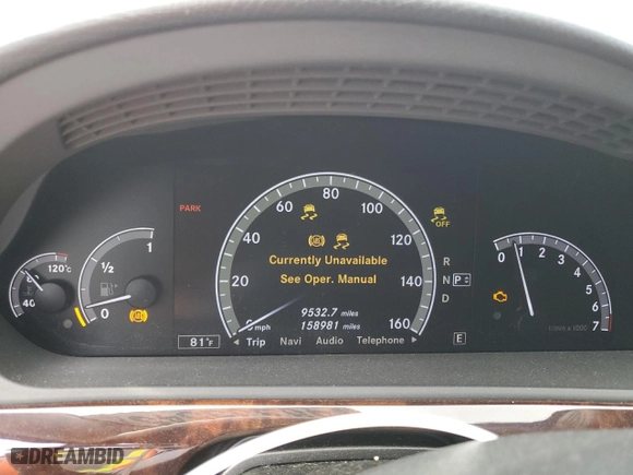 2011 Mercedes-Benz S-Class S 550 with VIN WDDNG8GB3BA380431, listed as a Copart auction lot 48335545 with 158,981 mi miles and Salvage Title. Bid and sale history available at carsss.com. Image 9.