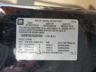 2008 GMC Yukon SLT w/4SB with VIN 1GKFK13018J228430, listed as a Copart auction lot 47087145 with 134,698 mi miles and Salvage Title. Bid and sale history available at carsss.com. Image 13.