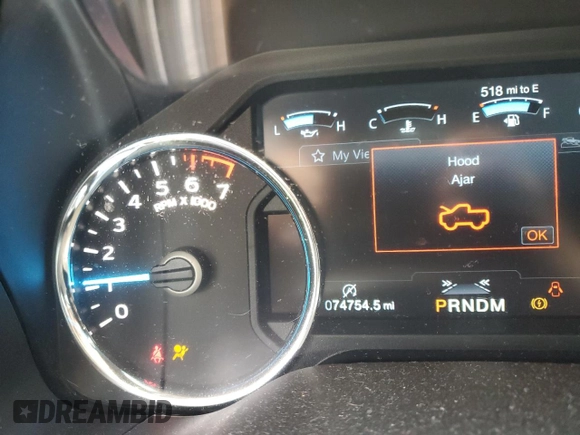 2019 Ford F-150 XL with VIN 1FTEW1E51KFD33077, listed as a Copart auction lot 53943415 with 74,754 mi miles and Salvage title. Bid and sale history available at DreamBid. Image 9.