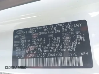 2023 Hyundai Kona Limited with VIN KM8K53A35PU044708, listed as a IAAI auction lot 41287608 with 17,074 mi miles. Bid and sale history available at carsss.com. Image 9.