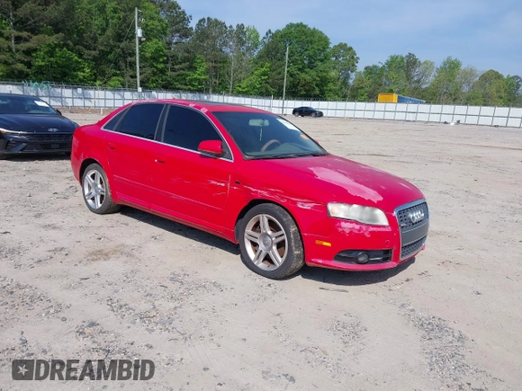 2008 Audi A4 2.0T with VIN WAUAF78EX8A054081, listed as a IAAI auction lot 42165895 with 1 mi miles. Bid and sale history available at carsss.com. Image 1.