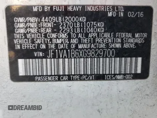 2016 Subaru WRX with VIN JF1VA1B6XG9829700, listed as a Copart auction lot 86578854 with 112,317 mi miles and Salvage Title. Bid and sale history available at carsss.com. Image 14.