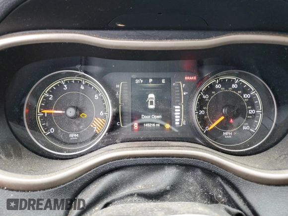 2015 Jeep Cherokee Latitude with VIN 1C4PJLCB8FW525744, listed as a Copart auction lot 45420475 with 145,216 mi miles and Salvage Title. Bid and sale history available at carsss.com. Image 9.