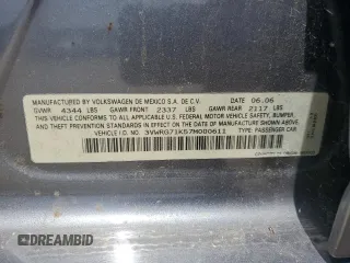 2007 Volkswagen Jetta 2.5 with VIN 3VWRG71K57M000611, listed as a Copart auction lot 55950635 with Not provided miles and Salvage title. Bid and sale history available at DreamBid. Image 13.