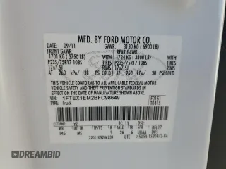 2011 Ford F-150 XL with VIN 1FTEX1EM2BFC98649, listed as a Copart auction lot 61418125 with 146,082 mi miles and Salvage title. Bid and sale history available at DreamBid. Image 12.