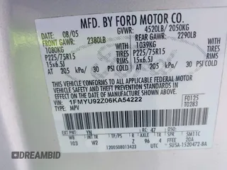 2006 Ford Escape XLS with VIN 1FMYU92Z06KA54222, listed as a IAAI auction lot 41819204 with 145,253 mi miles. Bid and sale history available at carsss.com. Image 9.