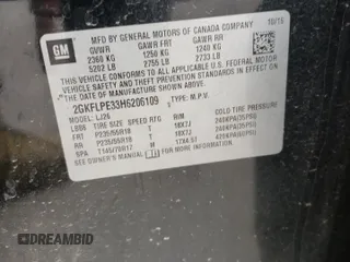 2017 GMC Terrain SLT z VIN 2GKFLPE33H6206109, wystawiony jako Copart lot #43230295 z przebiegiem 40 961 mil mil oraz Szkoda całkowita • Salvage title. Historia ofert i sprzedaży dostępna na DreamBid. Obrazek 15.