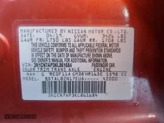 2019 Nissan Versa Sedan SV with VIN 3N1CN7AP3KL861684, listed as a Copart auction lot 88882765 with 66,060 mi miles and Salvage Title. Bid and sale history available at carsss.com. Image 14.