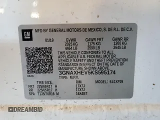 2019 Chevrolet Equinox LS with VIN 3GNAXHEV5KS595174, listed as a Copart auction lot 50412685 with 108,253 mi miles and Salvage Title. Bid and sale history available at carsss.com. Image 14.