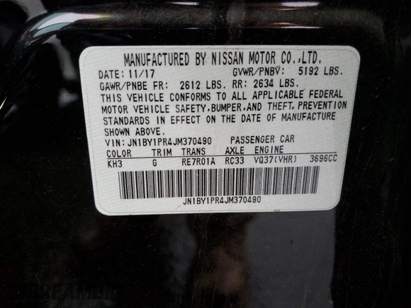 2018 Infiniti Q70 Luxe with VIN JN1BY1PR4JM370490, listed as a Copart auction lot 44268895 with 95,590 mi miles and Salvage title. Bid and sale history available at DreamBid. Image 12.