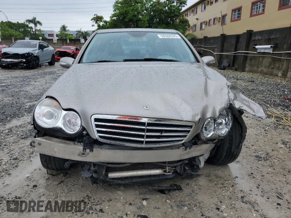 2007 Mercedes-Benz C 230 Sport with VIN WDBRF52H67E027057, listed as a Copart auction lot 59568325 with 144,208 mi miles and Salvage title. Bid and sale history available at DreamBid. Image 5.