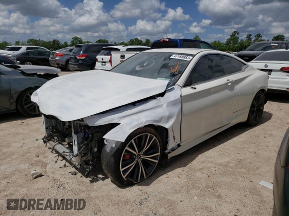 2020 Infiniti Q60 Red Sport 400 with VIN JN1FV7EL4LM460320, listed as a Copart auction lot 47488983 with 57,431 mi miles and . Bid and sale history available at DreamBid. Image 1.