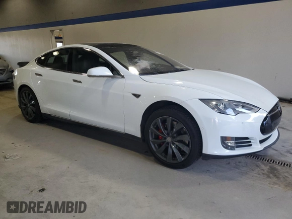 2015 Tesla Model S 85D with VIN 5YJSA1E4XFF110720, listed as a Copart auction lot 48694825 with Not Provided miles and Salvage Title. Bid and sale history available at carsss.com. Image 4.