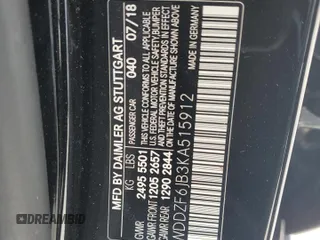 2019 Mercedes-Benz E 450 z VIN WDDZF6JB3KA515912, wystawiony jako Copart lot #56848545 z przebiegiem 78 582 mil mil oraz Nie do naprawy • Non repairable. Historia ofert i sprzedaży dostępna na DreamBid. Obrazek 13.