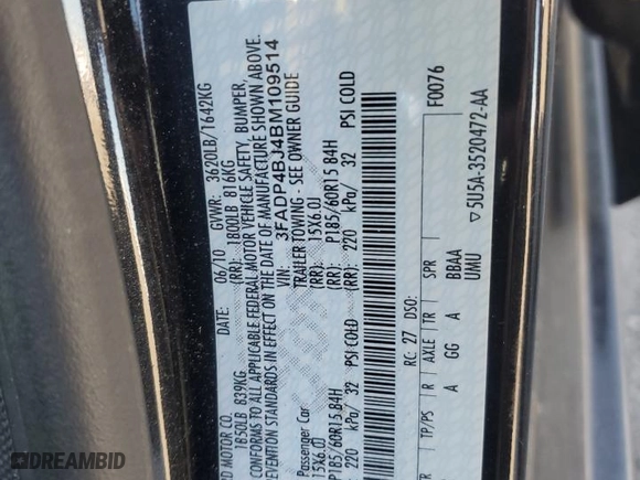2011 Ford Fiesta SE with VIN 3FADP4BJ4BM109514, listed as a Copart auction lot 52544585 with 146,793 mi miles and Salvage Title. Bid and sale history available at carsss.com. Image 14.