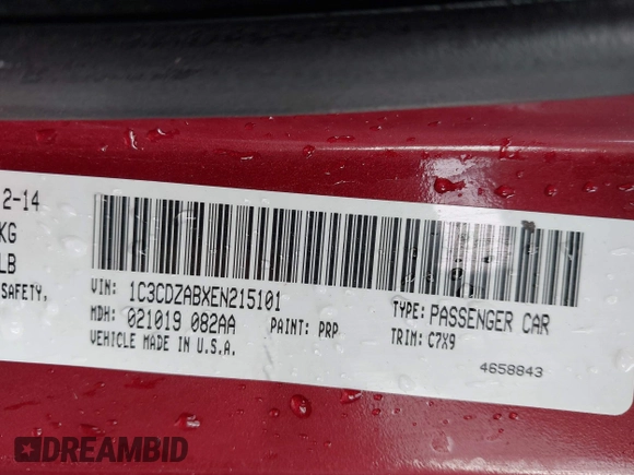 2014 Dodge Avenger SE with VIN 1C3CDZABXEN215101, listed as a IAAI auction lot 42021550 with 149,268 mi miles and . Bid and sale history available at DreamBid. Image 9.