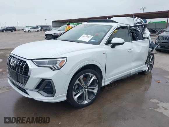 2020 Audi Q3 S line Premium Plus with VIN WA1EECF37L1078293, listed as a IAAI auction lot 42158322 with 56,345 mi miles and . Bid and sale history available at DreamBid. Image 2.