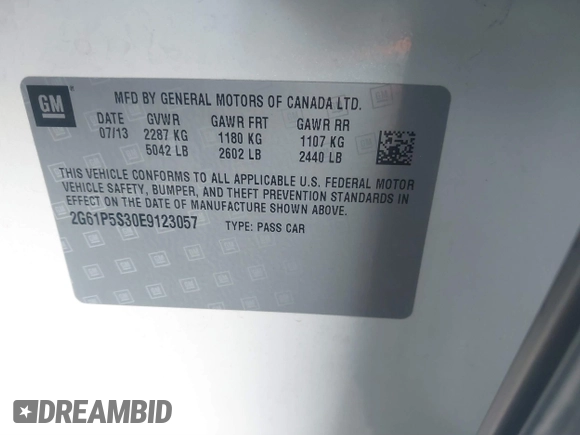 2014 Cadillac XTS Premium with VIN 2G61P5S30E9123057, listed as a IAAI auction lot 41301457 with 123,042 mi miles and . Bid and sale history available at DreamBid. Image 9.