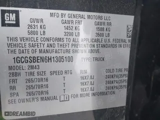 2017 Chevrolet Colorado 2WD WT with VIN 1GCGSBEN6H1305100, listed as a IAAI auction lot 41738071 with 83,280 mi miles. Bid and sale history available at carsss.com. Image 9.