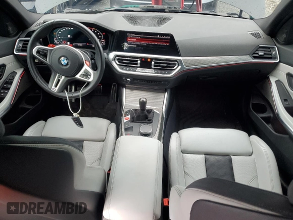 2021 BMW M3 with VIN WBS53AY06MFL18174, listed as a Copart auction lot 63284265 with 29,214 mi miles and Salvage title. Bid and sale history available at DreamBid. Image 8.