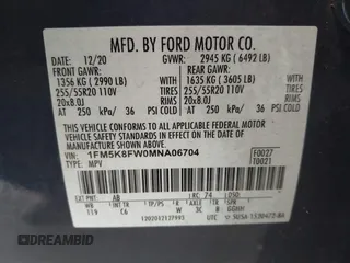 2021 Ford Explorer Limited z VIN 1FM5K8FW0MNA06704, wystawiony jako IAAI lot #42321834 z przebiegiem 51 025 mil mil oraz . Historia ofert i sprzedaży dostępna na DreamBid. Obrazek 9.