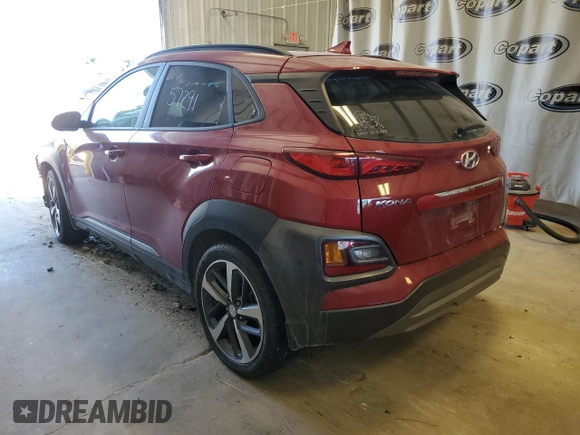 2020 Hyundai Kona Ultimate with VIN KM8K53A5XLU465531, listed as a Copart auction lot 64053502 with 57,291 mi miles. Bid and sale history available at carsss.com. Image 3.