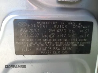 2005 Hyundai Sonata GL with VIN KMHWF25H55A138150, listed as a Copart auction lot 50718395 with 150,638 mi miles and Salvage Title. Bid and sale history available at carsss.com. Image 14.