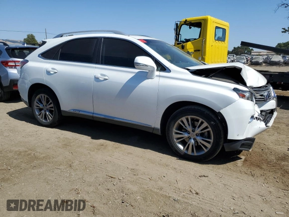 2013 Lexus RX 450h with VIN JTJBC1BA7D2437948, listed as a Copart auction lot 59039505 with 109,922 mi miles and Salvage title. Bid and sale history available at DreamBid. Image 4.