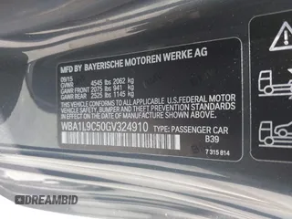 2016 BMW 2 Series 228i xDrive with VIN WBA1L9C50GV324910, listed as a IAAI auction lot 42153692 with 48,785 mi miles and . Bid and sale history available at DreamBid. Image 9.