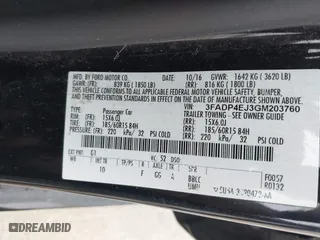 2016 Ford Fiesta SE with VIN 3FADP4EJ3GM203760, listed as a IAAI auction lot 41928386 with 52,744 mi miles. Bid and sale history available at carsss.com. Image 9.