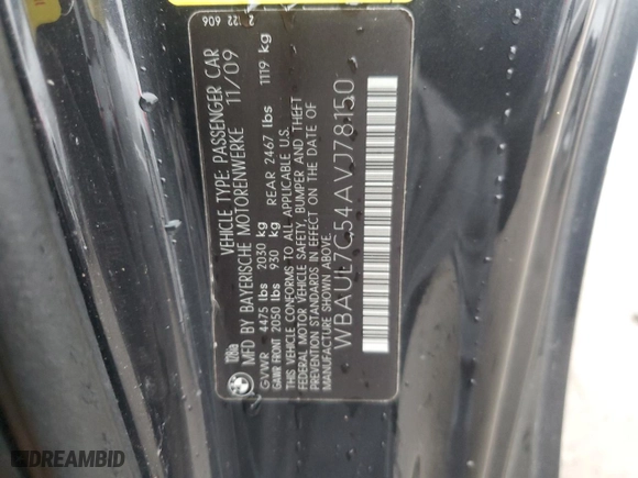 2010 BMW 1 Series 128i with VIN WBAUL7C54AVJ78150, listed as a Copart auction lot 72537144 with 207,665 mi miles and Salvage Title. Bid and sale history available at carsss.com. Image 12.