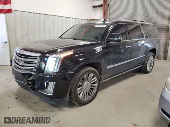 2015 Cadillac Escalade ESV Platinum z VIN 1GYS4UKJ7FR606162, wystawiony jako Copart lot #41988655 z przebiegiem 252 337 mil mil oraz Szkoda całkowita • Salvage title. Historia ofert i sprzedaży dostępna na DreamBid. Obrazek 1.